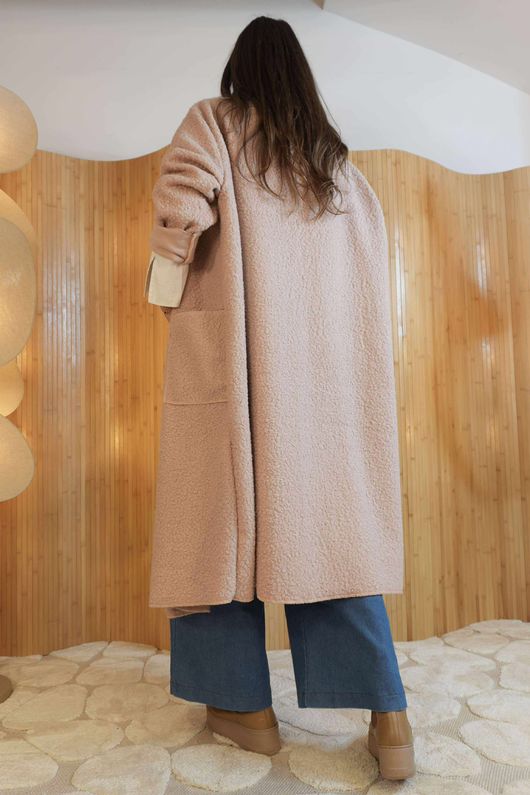 Boucle Waterfall Coat Antique Rose